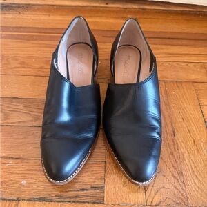 Madewell Classic Black Leather Slip-On Heels